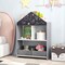 Costway Kids Dollhouse Bookshelf with Writable Chalkboard Whiteboard 4 Top Compartments Gray/Pink